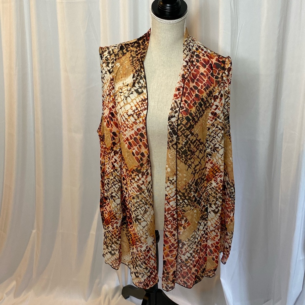 ❤️202 Notations Vintage Snakeskin Print Open Front Vest Blouse XL